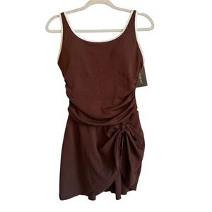 Zilcremo Women's Tummy Control Swimdress One Piece Color Block Ribbed Size L NEW